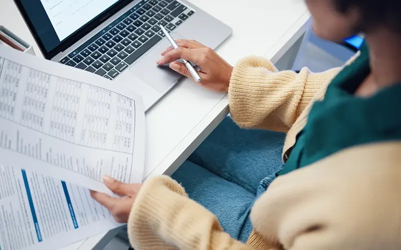 person reviewing finances