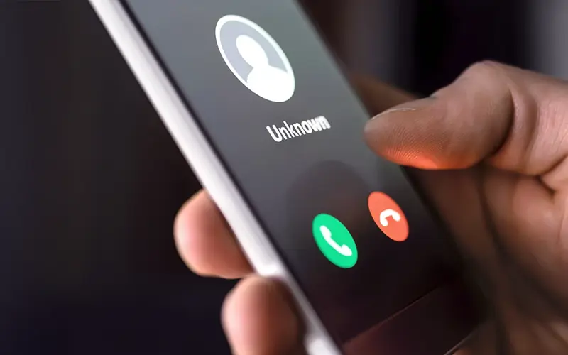mobile phone showing unknown incoming call