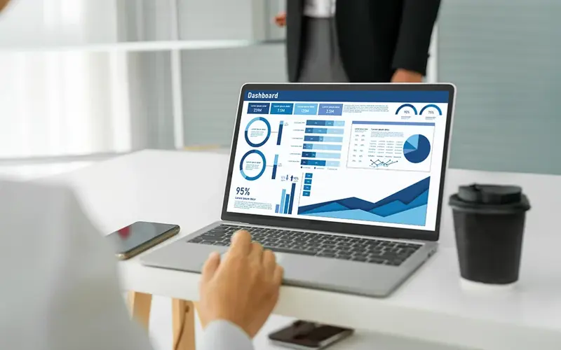 Business data dashboard provide business intelligence analytic for marketing strategy planning