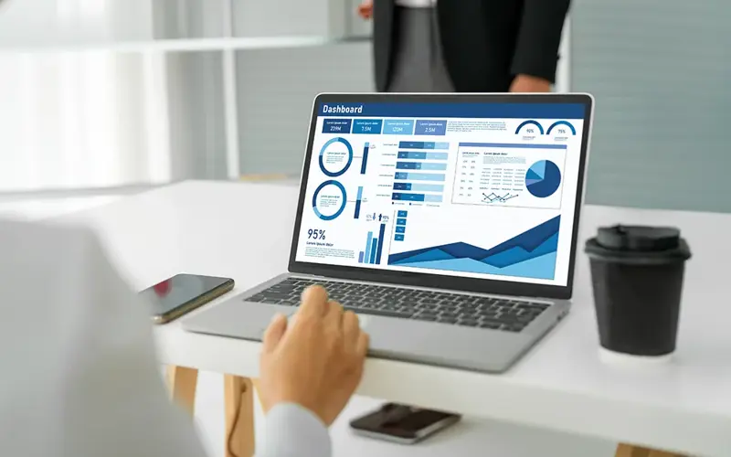 Business data dashboard provide business intelligence analytic for marketing strategy planning