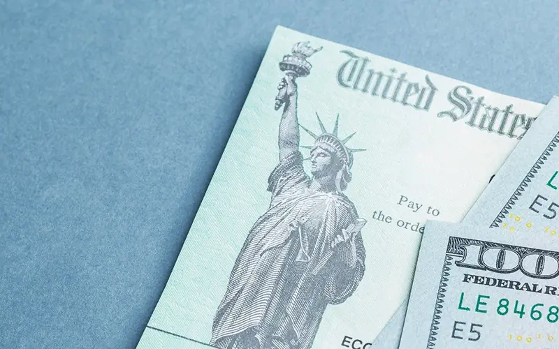 cash and United States Treasury check