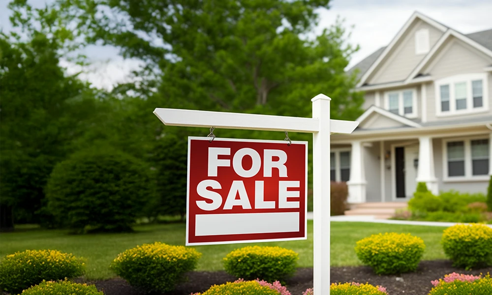 For Sale sign in front of a house 