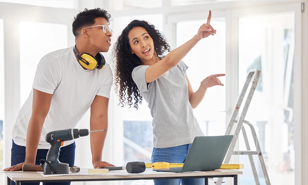 young homeowners renovating their home 