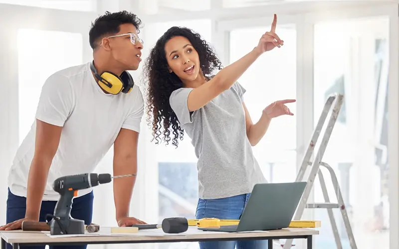 young homeowners renovating their home 