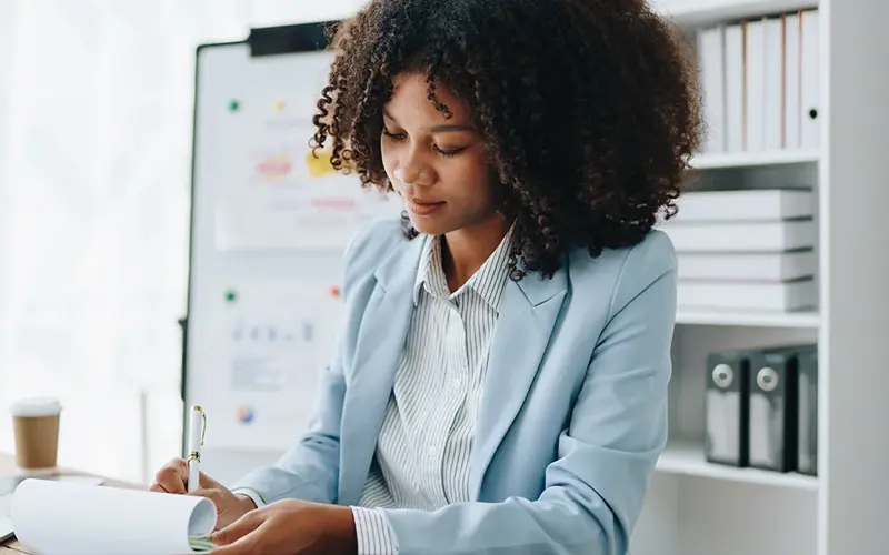 Businesswoman using laptop computer