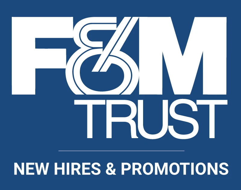 digital illustration that reads F&M Trust New Hires and Promotions