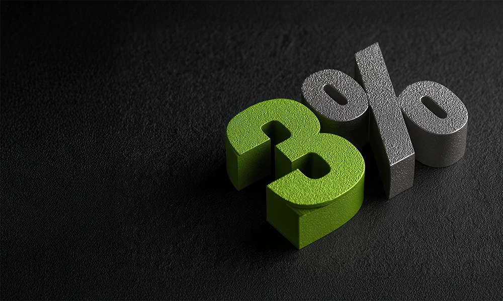 digital illustration of three percent