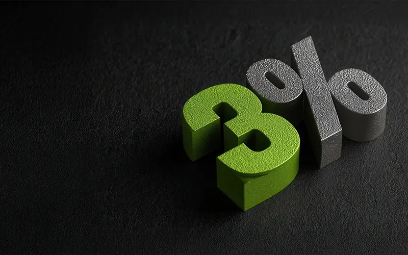 digital illustration of three percent
