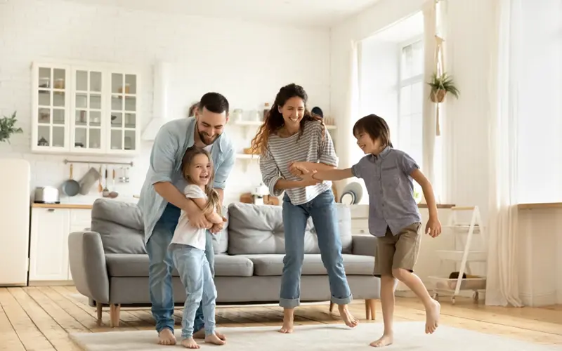 Family in living room