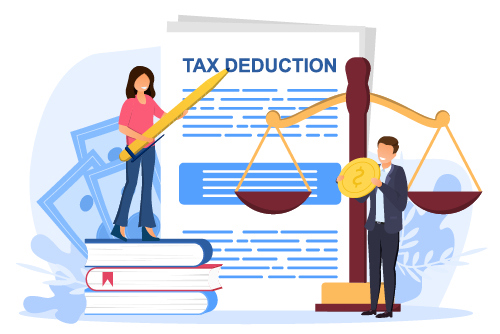 A couple writing tax deductions and deciding what is eligible