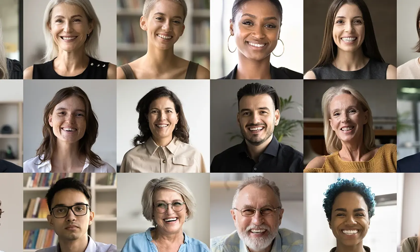 various individual headshots of people smiling