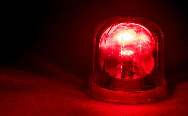 a flashing red emergency light 
